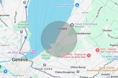 Cologny — villa contemporaine, le Léman en toile de fond image
